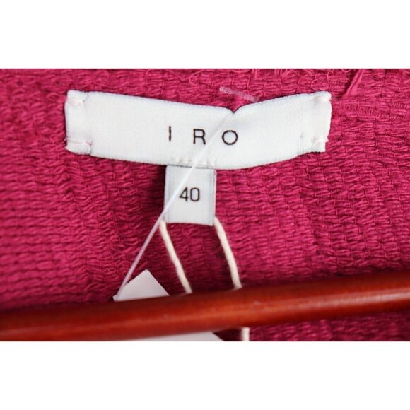IRO Women Size 40 US8 Medium Fuchsia Pink Hester Frayed Cotton-Jacquard Top $590 - Picture 8 of 10